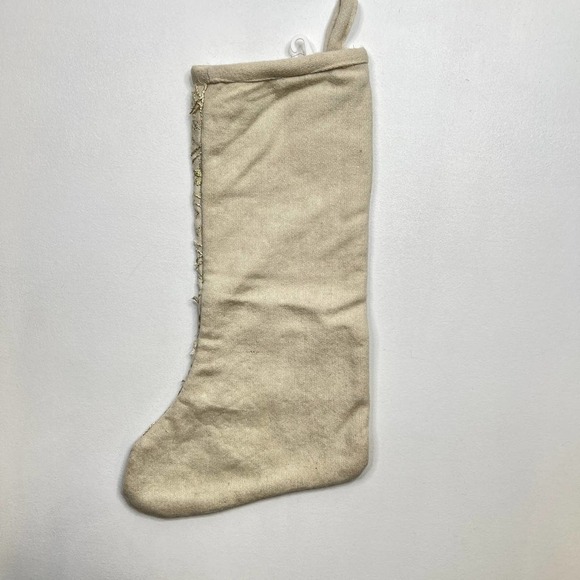 Nicole Miller Wool Blend Beige Embroidered Nordic Snowflake Christmas Stocking - Picture 6 of 8
